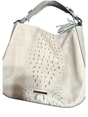 EUC Brahmin Light Mint Green Croc-Embossed Hobo Style Shoulder Bag